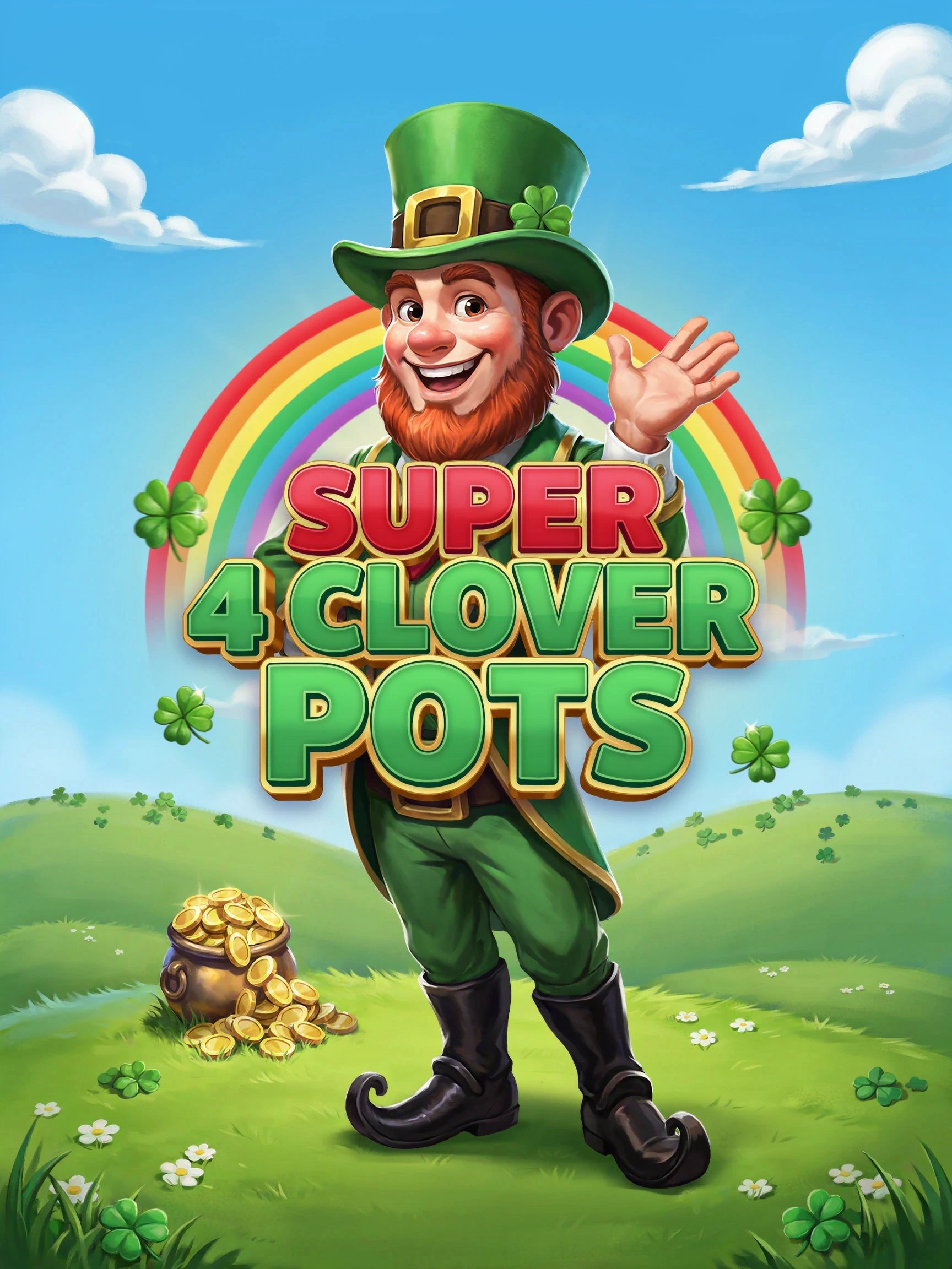 In-game art from the Super 4 Clover Pots pokie